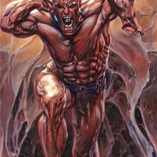Prompt: screaming muscular vampire, by donato giancola.