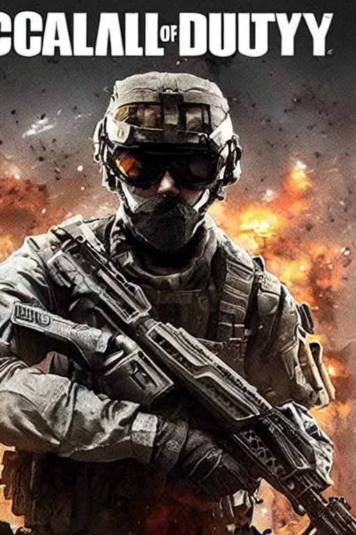 Image similar to call of duty cover art, dumb baby