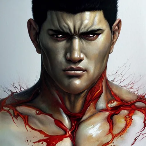 Prompt: Hyper-realistic painting of Guts From Berserk in water painted by Mike Dargas
