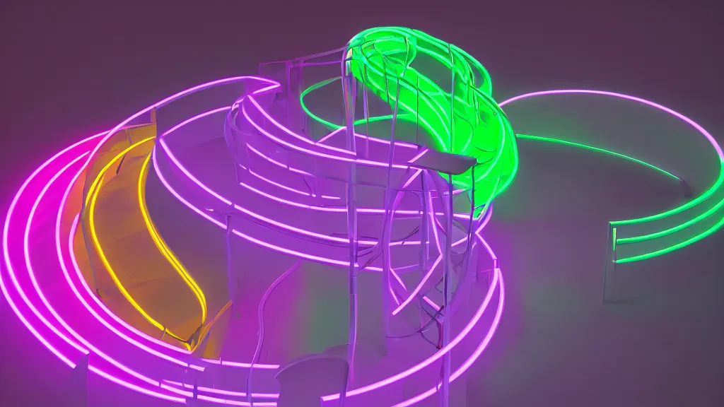 Image similar to a neon endless spiral, 8 k, rim lighting, lumen global illumination