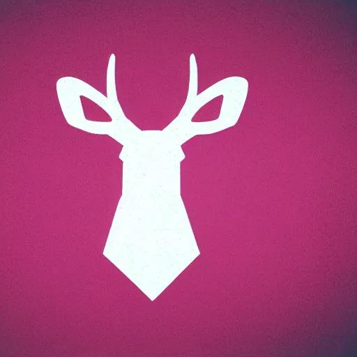 Image similar to logo for corporation that involves deer head, symmetrical, retro pink synthwave style, retro sci fi