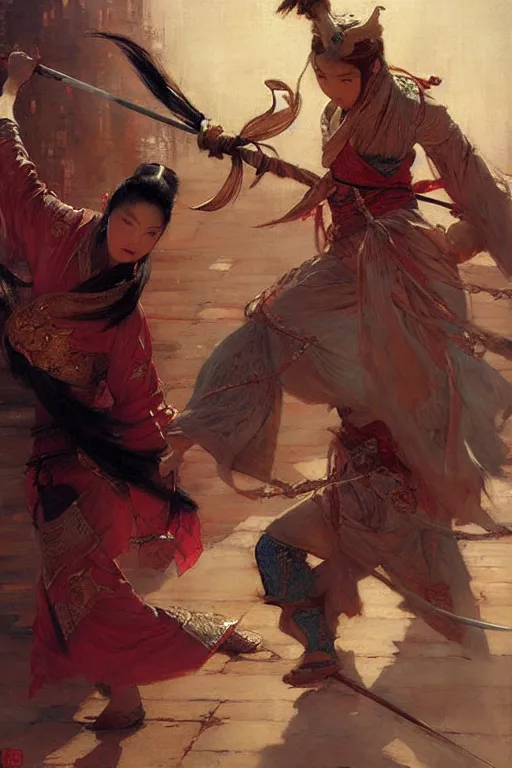 Image similar to wuxia, painting by gaston bussiere, craig mullins, j. c. leyendecker