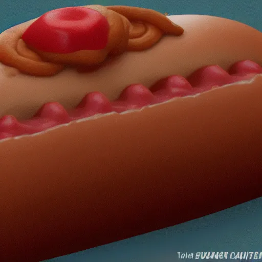 Image similar to hot dog made of hairy human flesh, grotesque, body horror, hd photorealistic