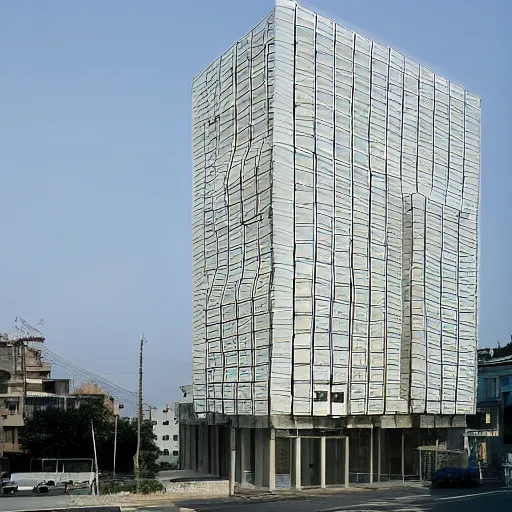 Prompt: tamedia building, shigeru ban