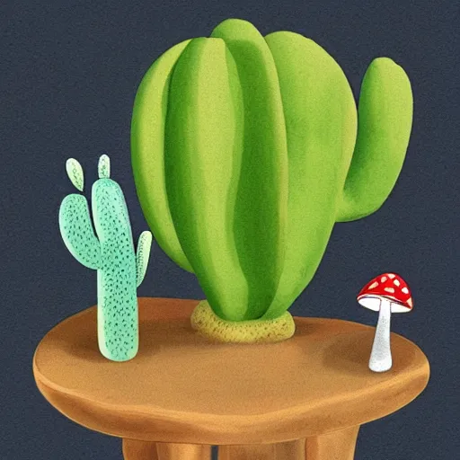 Image similar to cactus talking to mushroom comic