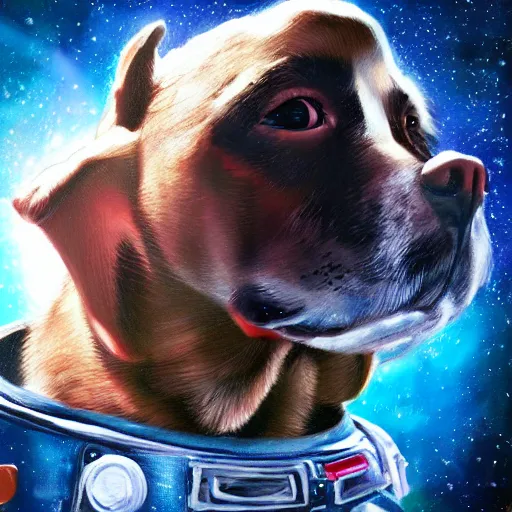 Prompt: dogs in space, digital art, trending on artstation, cinematic