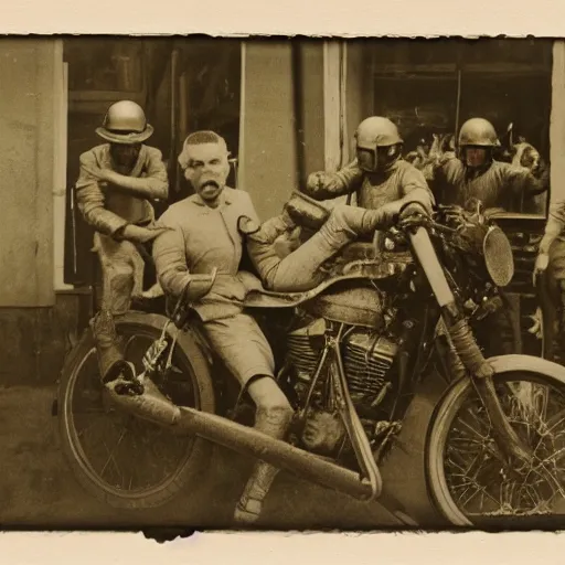 Image similar to photo of a man being drawn and quartered by motorcycles