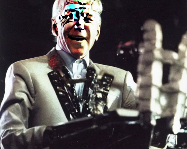 Image similar to publicity photo still of joe biden in gwar live on stage 1 9 9 8, 8 k, live concert lighting, mid shot