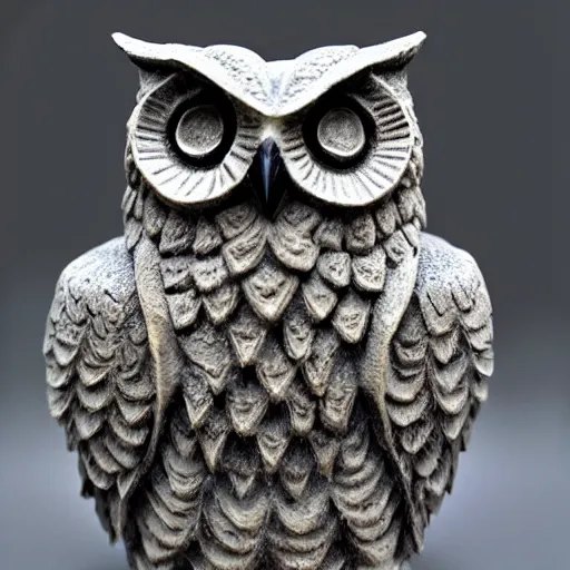 Prompt: symmetrical detailed sculpture of an owl, made of Mist Smoke Clouds