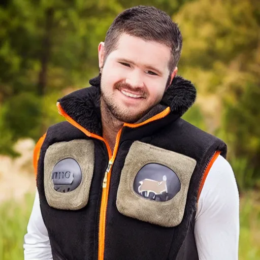 Image similar to Emotion support Cod in a animal vest, professional photo, instagram photo