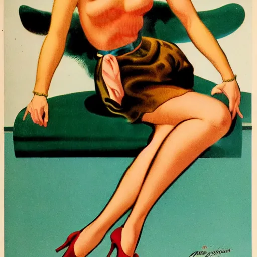 Prompt: a pinup by alberto vargas.