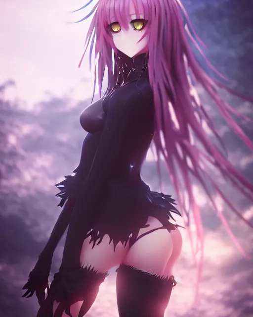 Prompt: character from to love ru darkness, fantasy magic, epic scene, cinematic lighting, intricate, elegant, sharp focus, illustration, highly detailed, concept art, matte, art by michiking and kidmo and saki hasemi and wlop, anime, trending on artstation