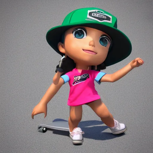Image similar to profile pic of a chibi skater girl with a baseball cap 3 d render character art 8 k