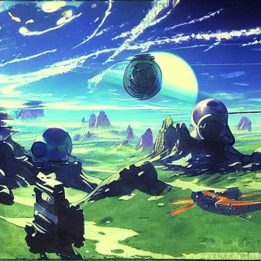 Prompt: sci - fi dreamy landscape, art by john singer sargent - akira toriyama