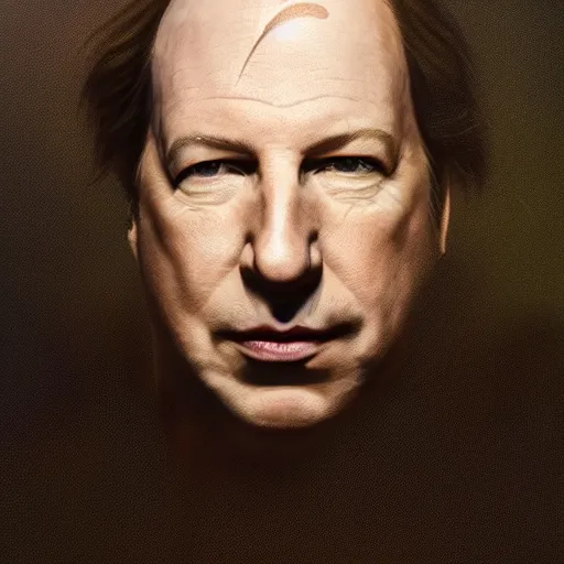 Image similar to Portrait of Hans Zimmer , German Composer, heroic, tricolor background, amazing splashscreen artwork, splash art, head slightly tilted, natural light, elegant, intricate, fantasy, atmospheric lighting, cinematic, matte painting, detailed face, by Greg rutkowski