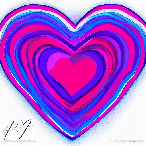 Image similar to a heart made of blue pink and purple in a pop art style, digital art, trending on art station, brush strokes, medium tones