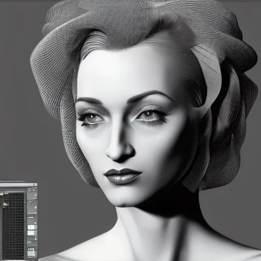 Prompt: 3d render of a beautiful woman in the style of tamara de lempicka, unreal engine