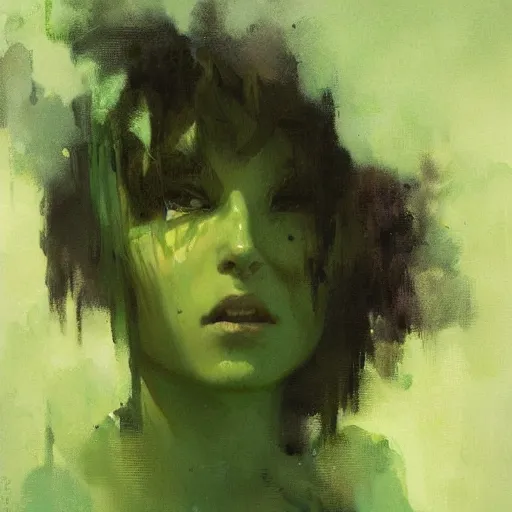 Prompt: portrait of green noise an amorphous blob of love painted by greg rutkowski, wlop,,