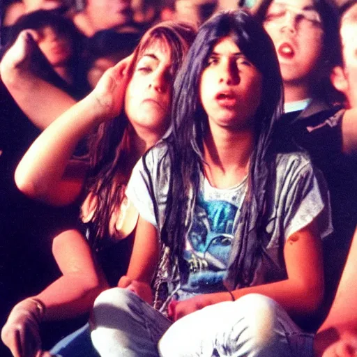 Image similar to photo of a girl at nirvana concert from the 90s