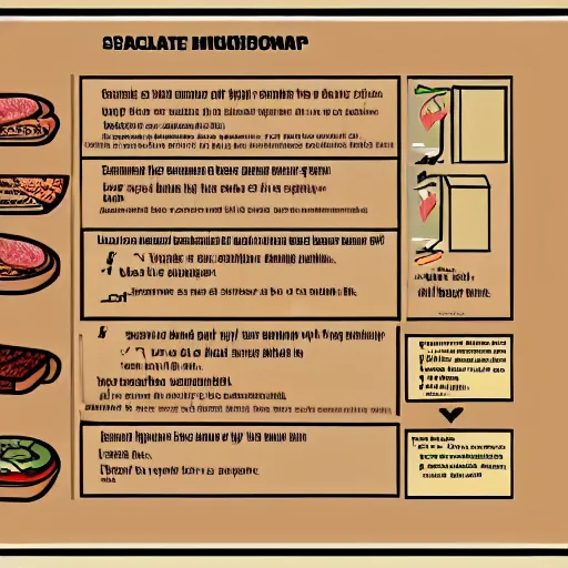 Prompt: technical manual diagram on how to build a sandwich,