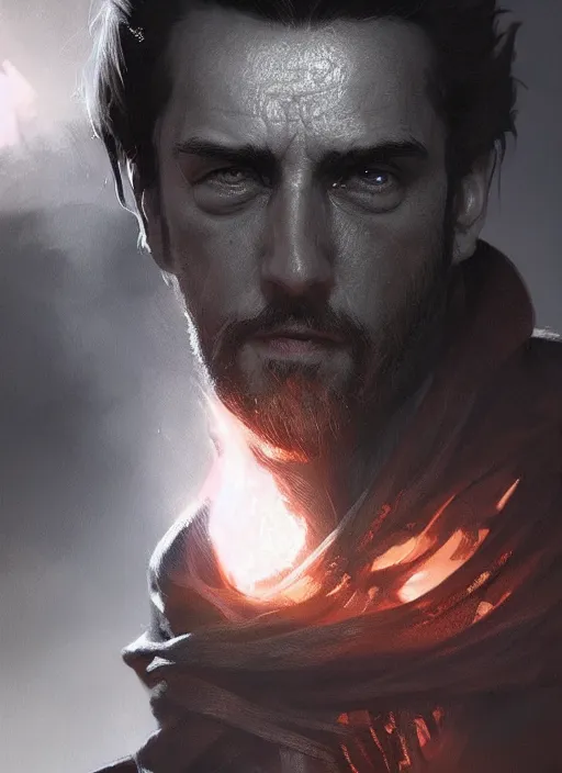 Prompt: portrait, fire wizard, dramatic lighting, cinematic, establishing shot, extremly high detail, foto realistic, cinematic lighting, post processed, concept art, artstation, matte painting, style by eddie mendoza, raphael lacoste, alex ross