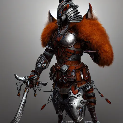 Prompt: warrior with fox themed armor, highly detailed, 4 k, hdr, award winning, octane render, artstation