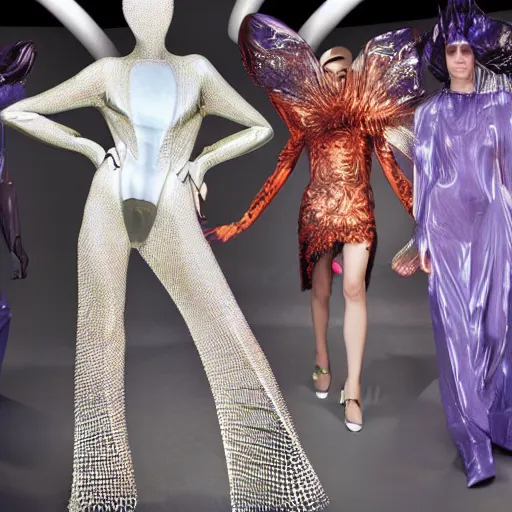 Image similar to haute couture, iris van herpen, mugler, techno mystic, inanna ashteroth, nautical siren, princess intergalactica, gateway to futurisma