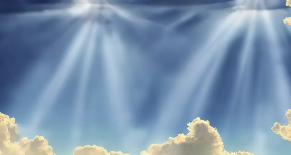 Prompt: heaven with angels floating on clouds god rays, b, trending on artstation, 8 k