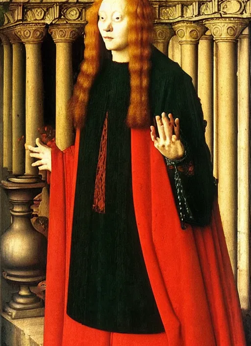 Image similar to beautiful circe, art by jan van eyck