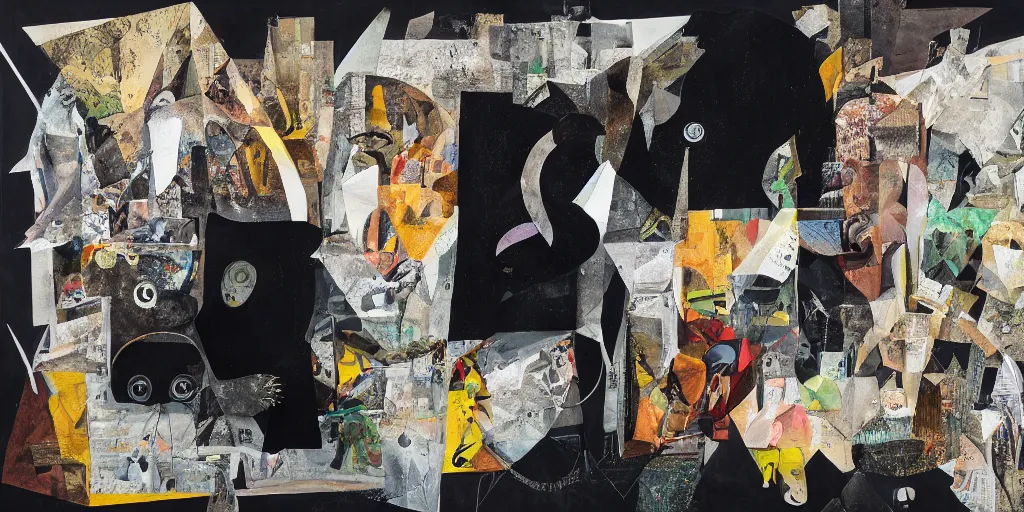 Prompt: rendered in blender artistic depiction of all life forms on earth, black background, collage paper and tape, gouache on canvas, dadaism, high resolution, cinematic, unreal 6, breathtaking detailed, by ozdemir altan