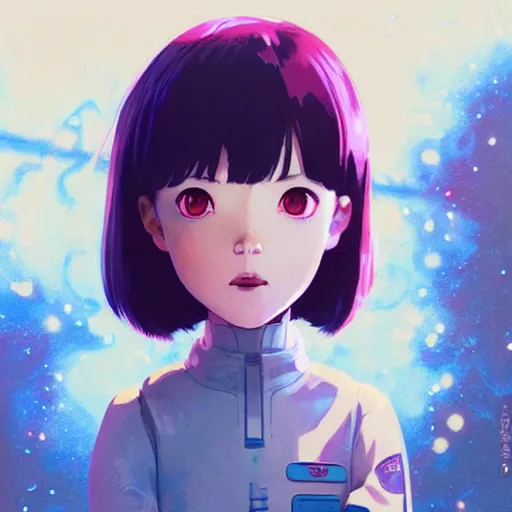 Prompt: A space girl with big and cute eyes, || VERY ANIME, fine-face, realistic shaded perfect face, fine details. Anime. realistic shaded lighting poster by Ilya Kuvshinov katsuhiro otomo ghost-in-the-shell, magali villeneuve, artgerm, Jeremy Lipkin and Michael Garmash, Rob Rey and Kentarõ Miura style, trending on art station