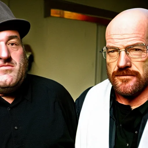 Prompt: james Gandolfini and Walter white being friends