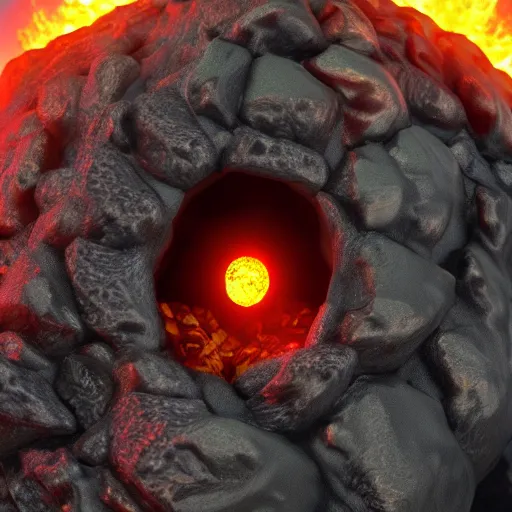 Image similar to a quartz dragon egg with lava core, crystal and lava cave on background, epic composition, octane render, realistic, film grain, focus