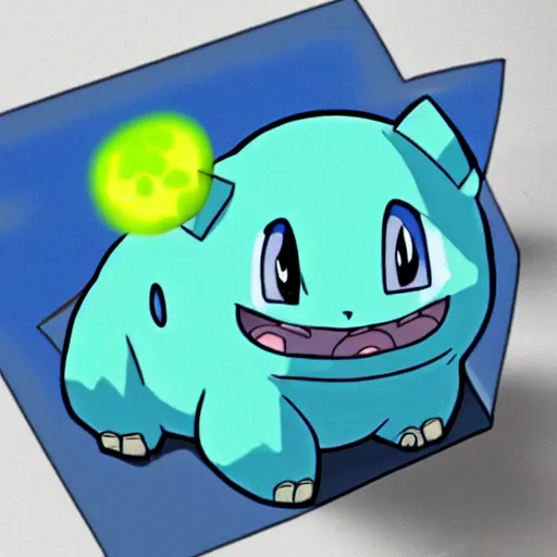 Image similar to a blue bulbasaur ~ water powers ~ amazing ~ trending ~