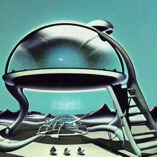 Prompt: 70's Sci-Fi art of an alien planet