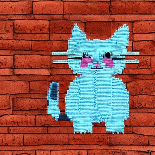 Prompt: brick stitch, cat