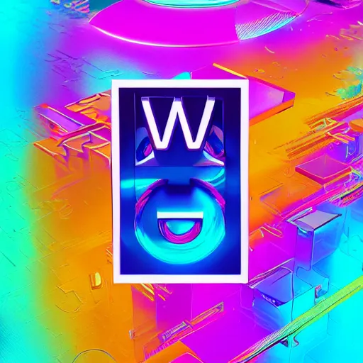 Image similar to a and w vaporwave logo, colorful, digital art, cosmic, 3 d high definition, trending on art station, photorealistic, high resolution, 8 k, octane, hyper detailed, insane details, intricate, elite, ornate, elegant trend, highly detailed and intricate, sharp focus, photography, unreal engine