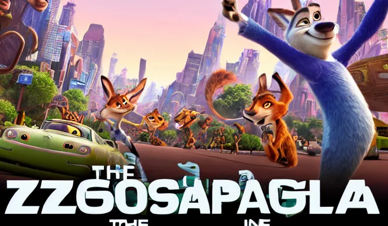 Image similar to The chase scene in Zootopia. Pixar Digital Movies