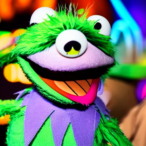 Prompt: muppet on a rave