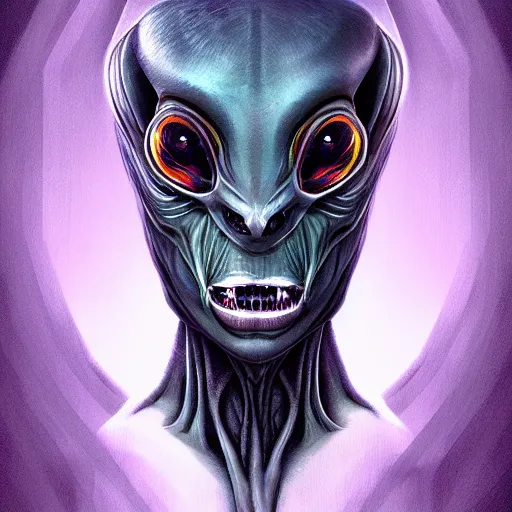 Prompt: a terrifying alien creature, digital painting, portrait, trending on artstation, artgerm