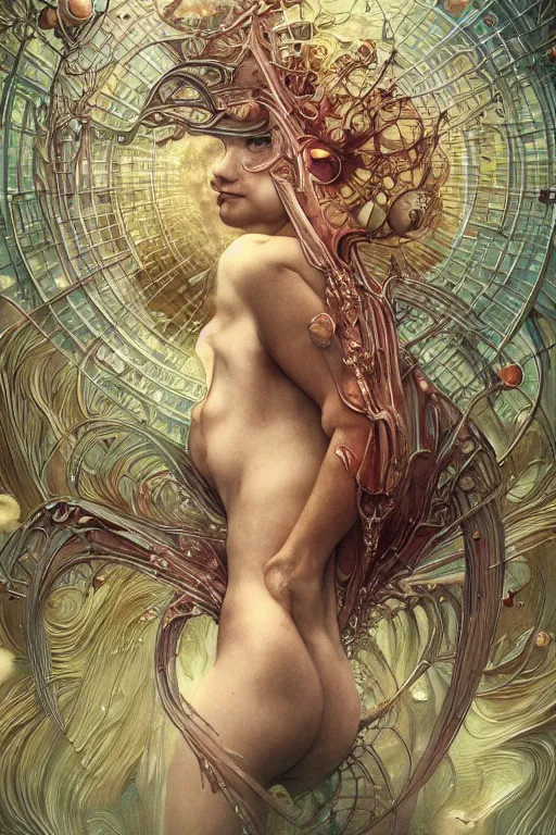 Prompt: swimming through time, by artgerm and yoshitaka amano and moebius and hr giger and zdislaw beksinski and alphonse mucha, hyperdetailed, glamour, surreal, dc comics, ornate, nebula, explosions in the sky, trending on artstation