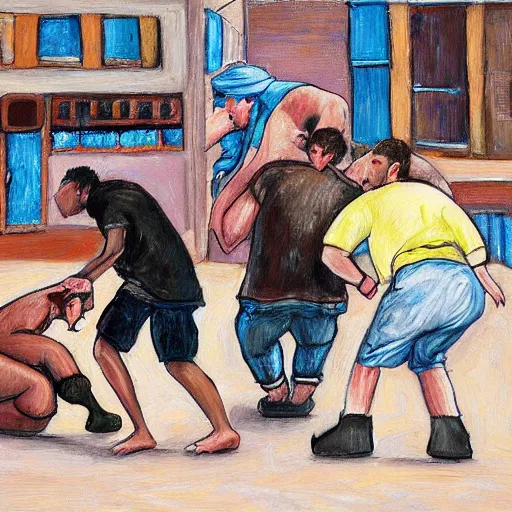 Prompt: bum fights by gilen bousquet