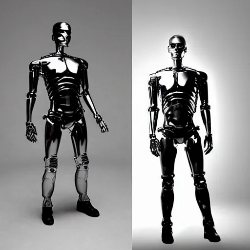 Image similar to “a realistic detailed photo of a guy who is the t-1000 terminator robot, composed of liquid metal, or a mimetic polyalloy nanorobotics, who is a male android, Chris Evans, posing like a statue, blank stare”