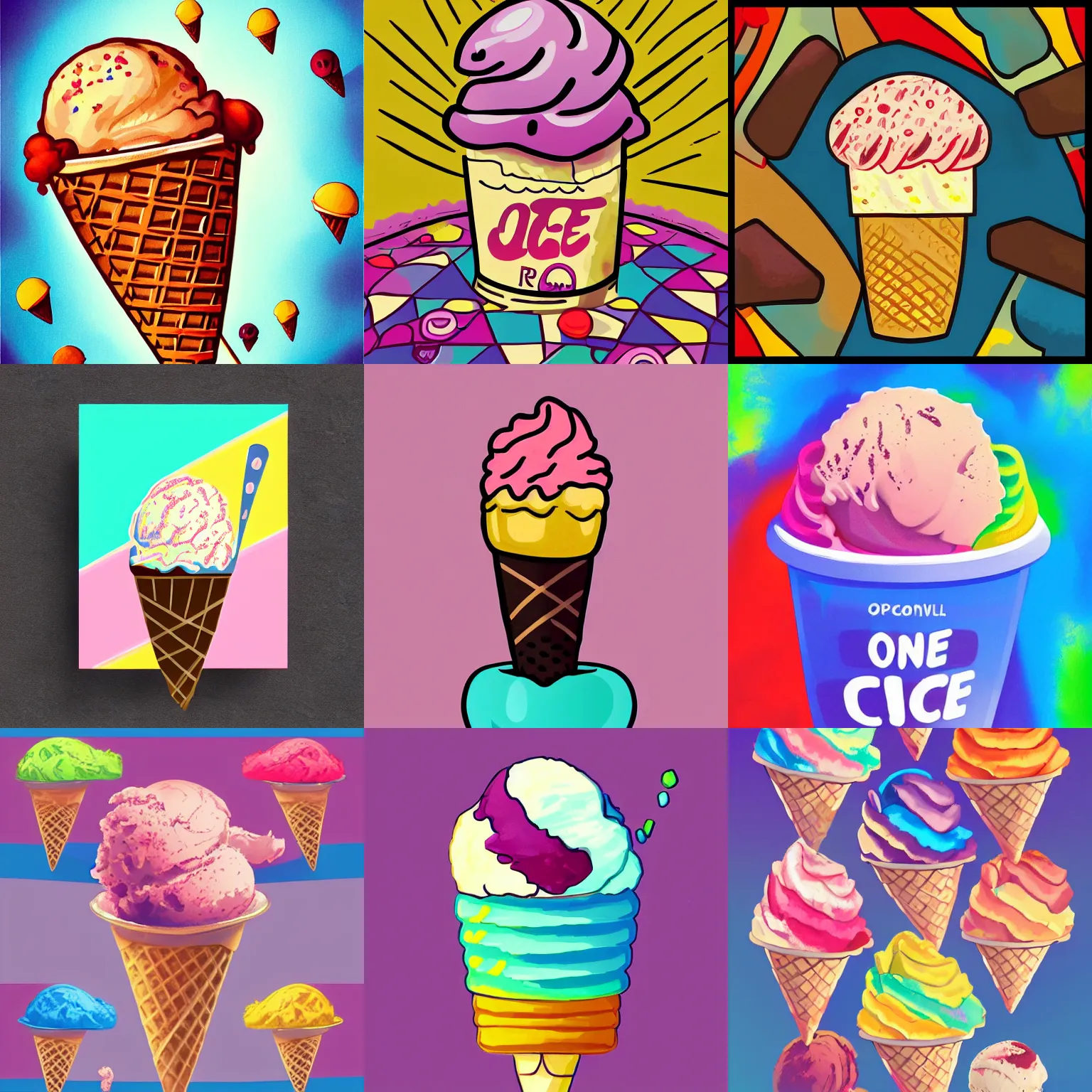 Prompt: one ice cream with 1 0 scoops, colorful, pixiv, trending on artstation, illustration, color, digital art