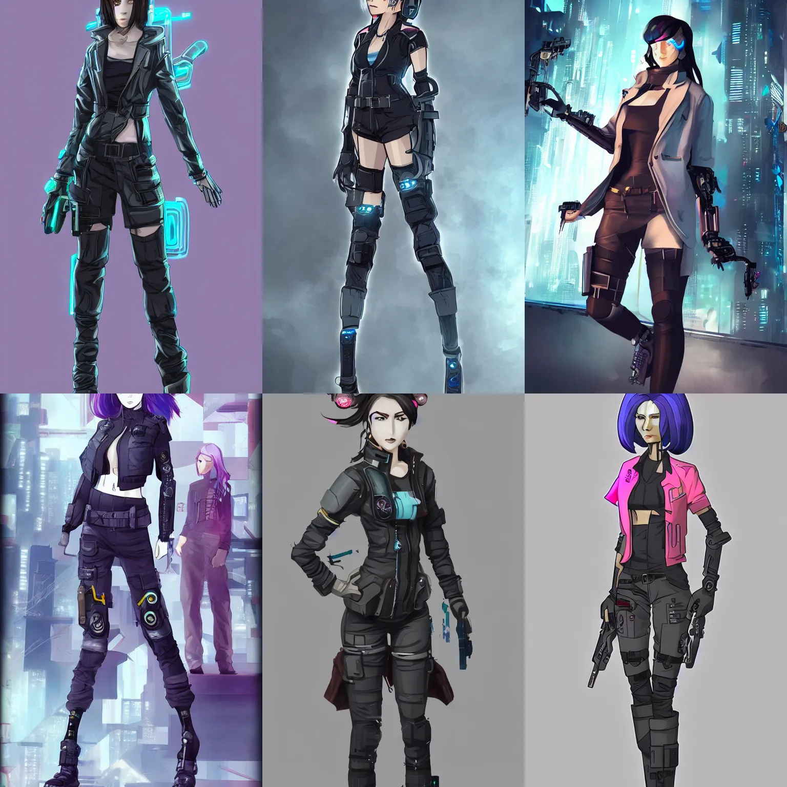 Prompt: a female cyberpunk dream detective, character concept, outfit design, trending on artstation, in the anime