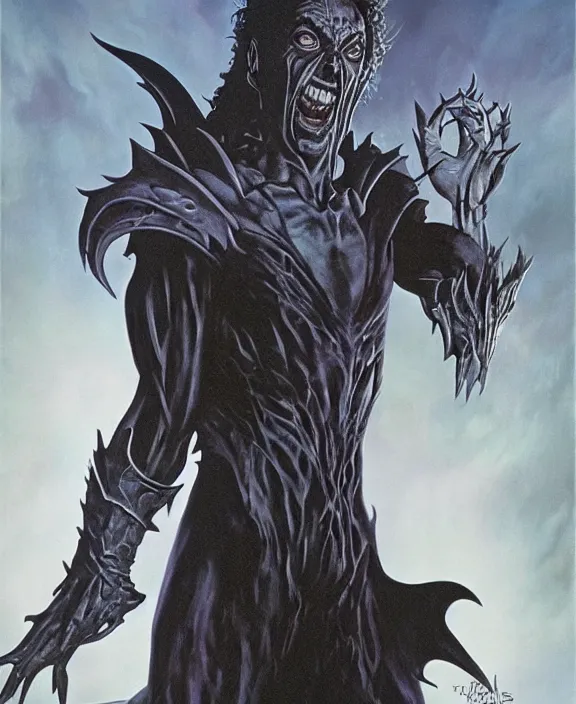 Image similar to Poster artwork of Tim Curry as Darkness from Legend (1985) by Gerald Brom, detailed
