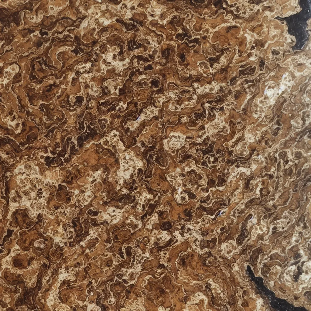 Image similar to Piece of decorative burl wood laying on a detailed carved marble surface