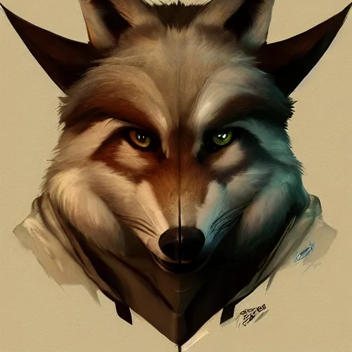 Prompt: a portrait of wolf o'donnell from star fox, artstation, greg rutkowski, gregory manchess, greg hildebrandt, concept art, furry furaffinity, wolf o'donnell wearing an eyepatch