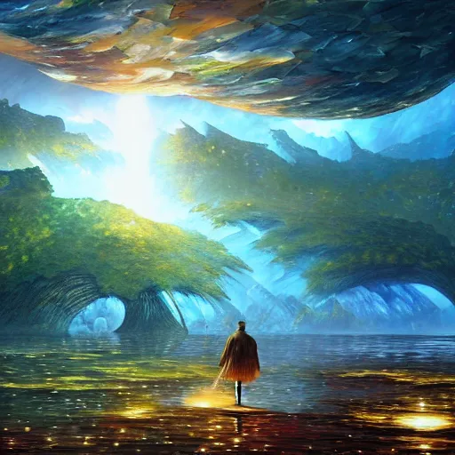 Image similar to cryengine render by android jones, james christensen, rob gonsalves, leonid afremov and tim white