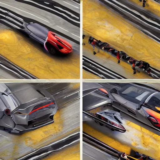 Image similar to car race: center composition, cars portraits, ground view, motherboard forms designed by zaha hadid, sci-fi futuristic ultra realistic photography, shot by Andrei Tarkovsky, keyshot render, octane render, unreal engine 5 lumen, high oiled liquid glossy specularity reflections, ultra detailed, golden hour, dramatic lighting 4k, 8k, 16k in the style ofblade runner 2049 Cyberpunk 2077 ghost in the shell thor 2 marvel film : tilt shift: sharp focus